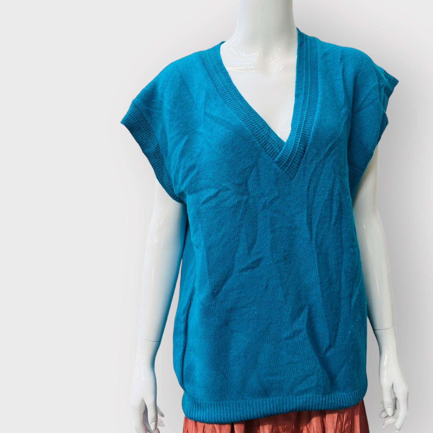 nz vintage / CLASSIFIED / 1990s bright blue wool vest / L (3860327743464150479)