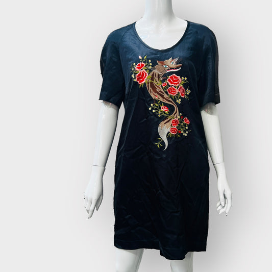 KATE SYLVESTER / silky dress with embroidery / s (3861098741667535321)