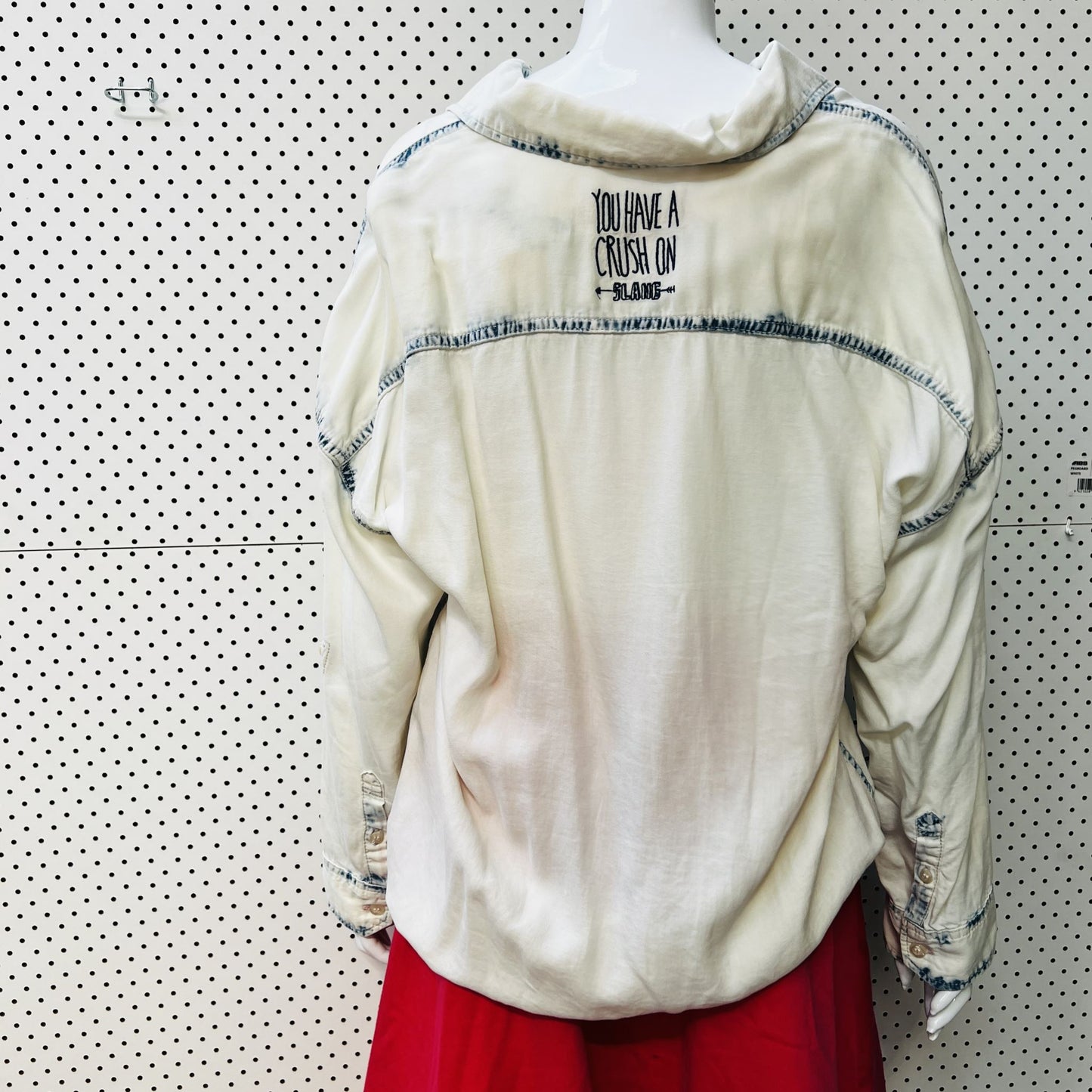 bleached denim / button down shirt / M (3861527094563791182)