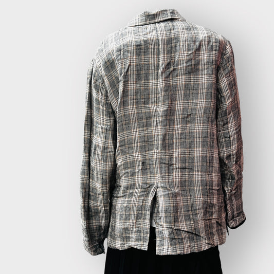 UNDERTREE / plaid linen jacket / m (3861872210910526431)