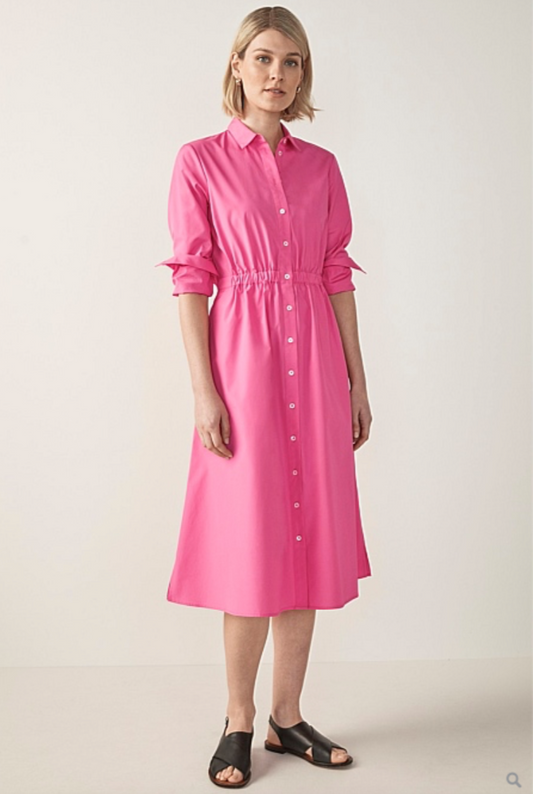 TRENERY / cotton poplin shirt dress in fuchsia / 14 (3862124676995022502)
