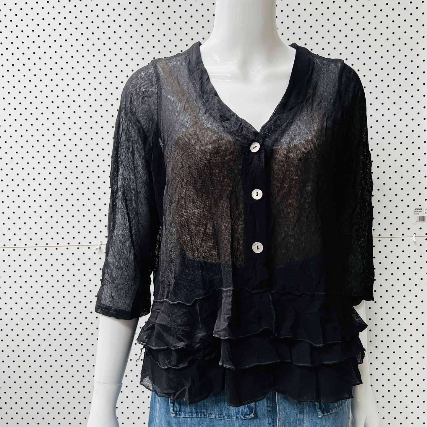 2000s vintage / JEAN JONES / mesh cardigan top / L (3862307101790131052)