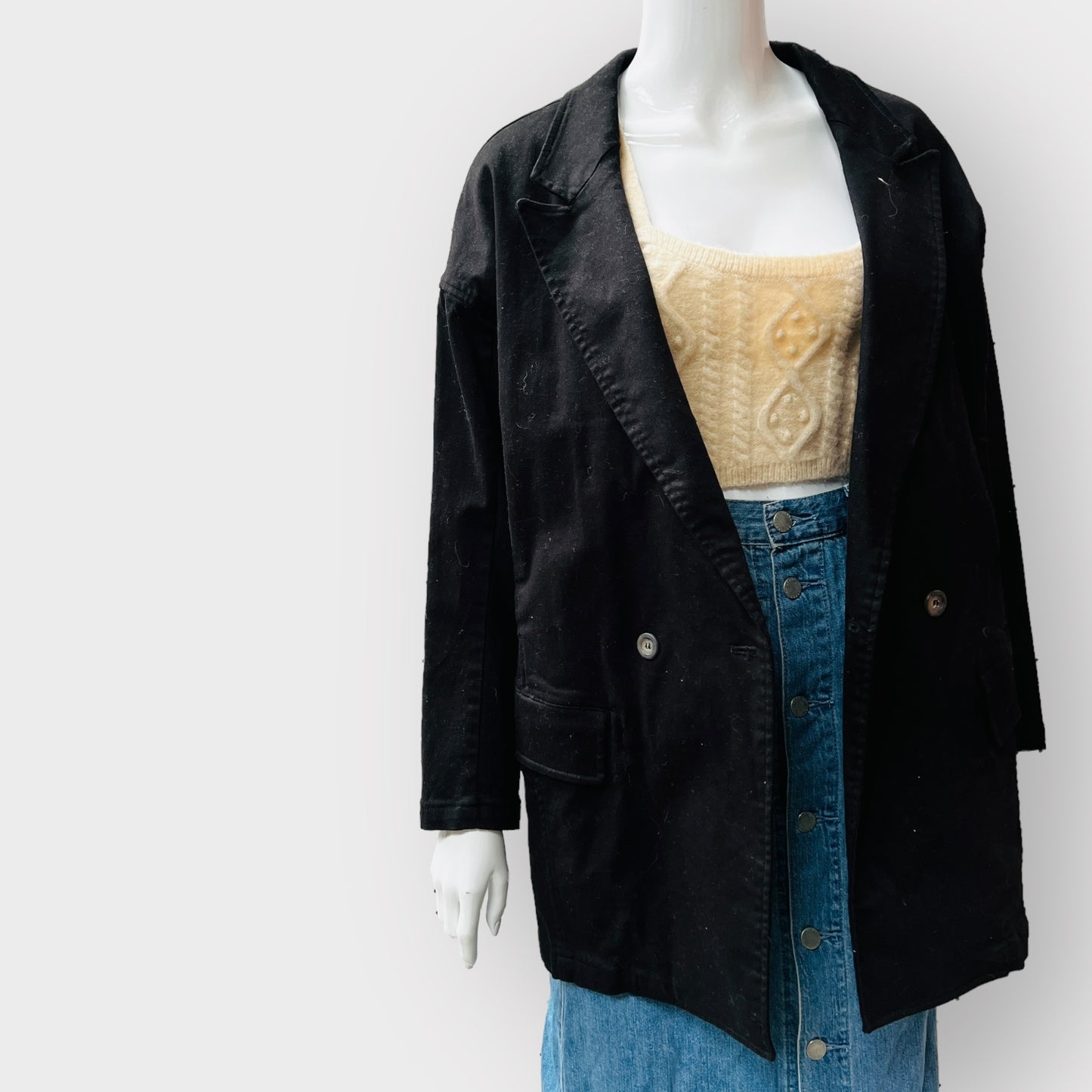 JOSHUA K / double breasted cotton blazer / m (3862307328092830285)