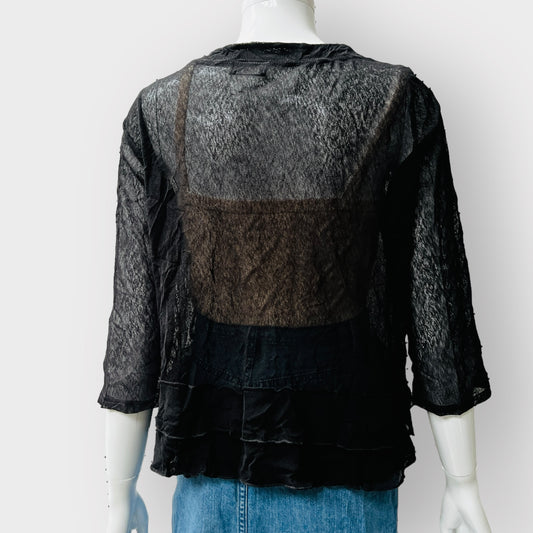 2000s vintage / JEAN JONES / mesh cardigan top / L (3862307343994408249)