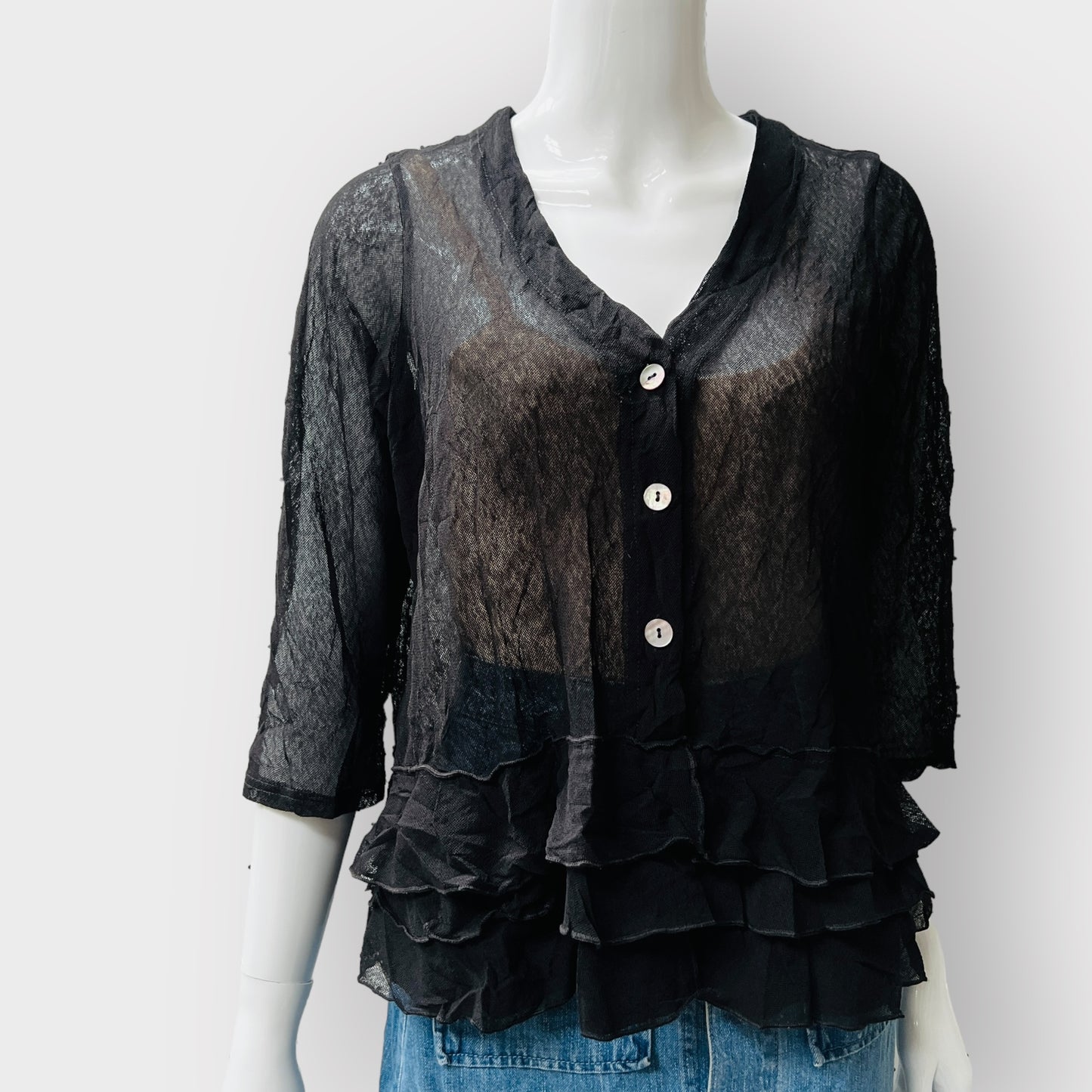 2000s vintage / JEAN JONES / mesh cardigan top / L (3862307346055991094)