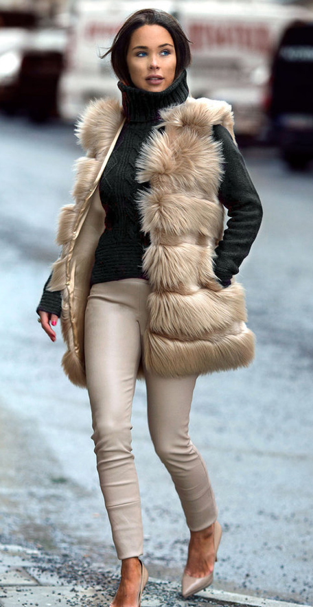 WHAT WOMEN WANT / faux fur vest / M/L (3862403612771211550)