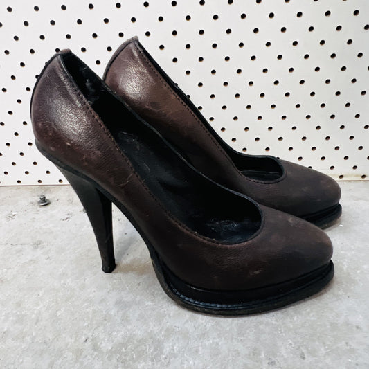 ACNE STUDIOS / brown platform court shoes / 39 (3862897410837721650)