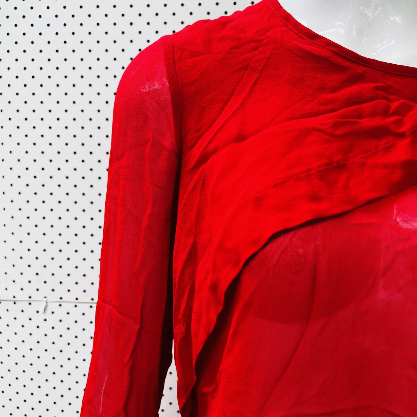 ANDREA MOORE / red silk blouse / s (3862979436084169342)