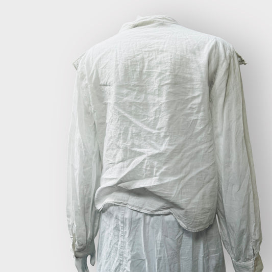 ZARA / white cotton ruffled blouse / m (3862979588882571576)