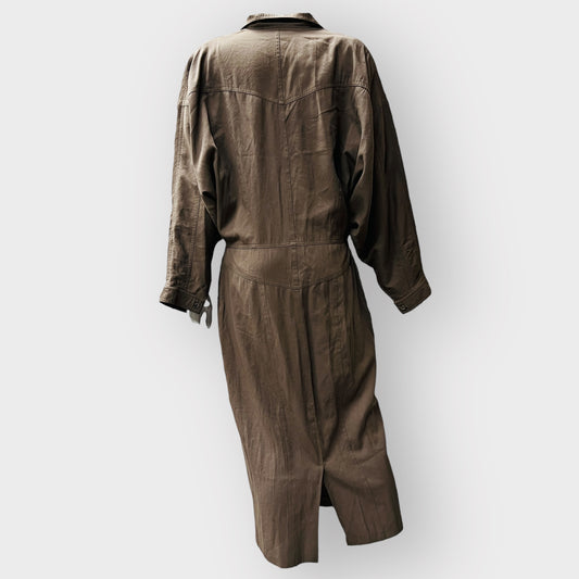 1990s nz vintage / JANE DANIELS / utility dress with shoulder pads / 14 (3865319627400891821)