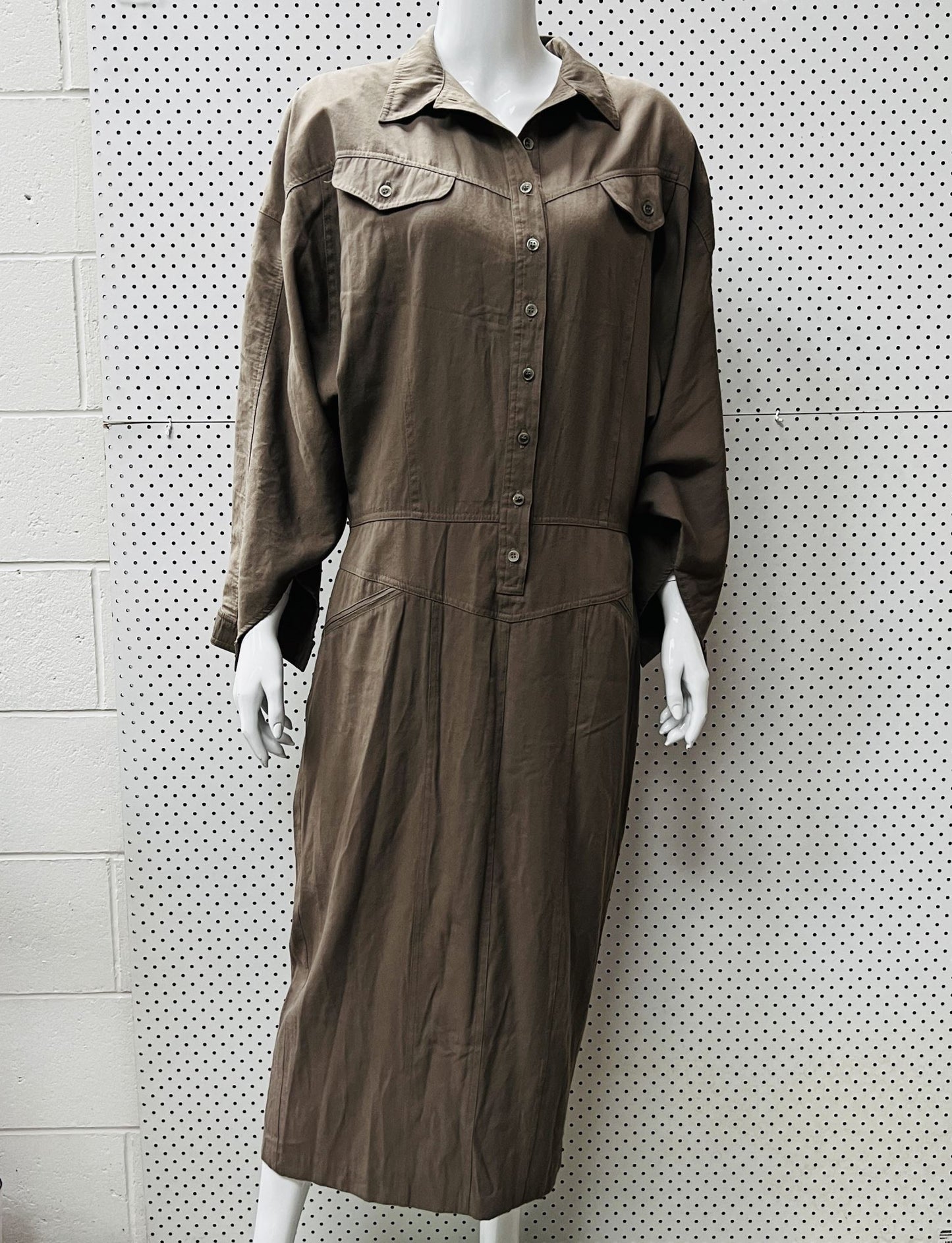 1990s nz vintage / JANE DANIELS / utility dress with shoulder pads / 14 (3865329177610674939)