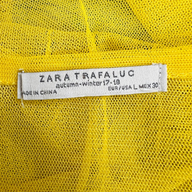 ZARA / bright yellow mesh top with beading / L (3866431410085350227)