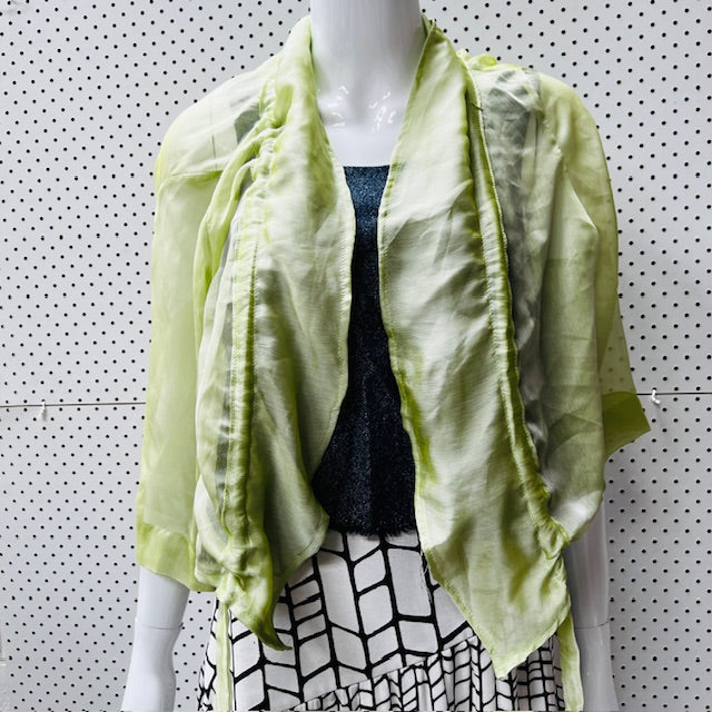silk / sheer jacket with adjustable ruched collar / s/m (3868433068638916803)