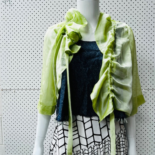 silk / sheer jacket with adjustable ruched collar / s/m (3868433070330754953)