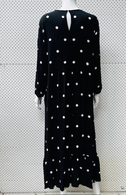 DECJUBA / full length dress with long sleeves and spots / s (3868944525448298207)
