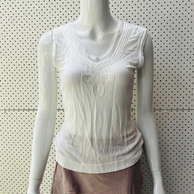 1990s nz vintage / ROSARIA HALL / white sleeveless tank top / s (3869299549138700580)