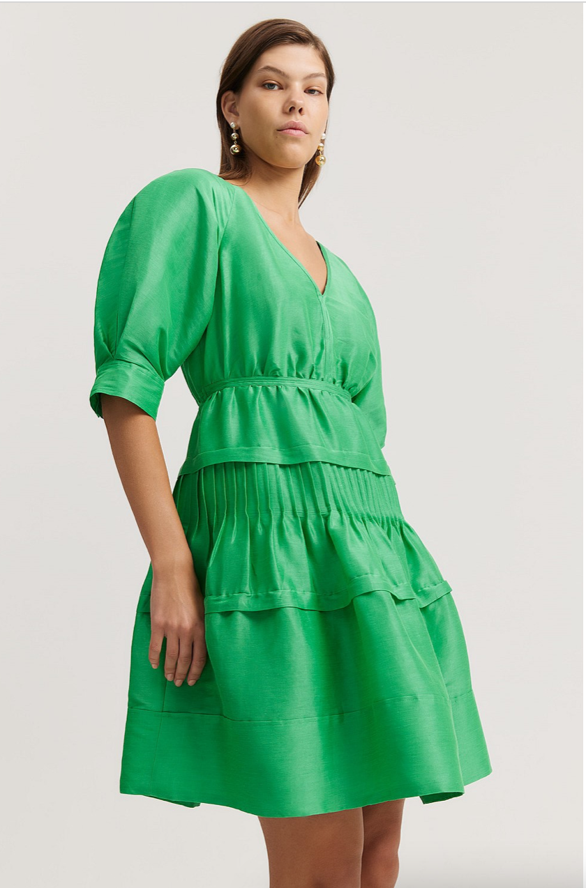 COUNTRY ROAD / Gathered Tiered Mini Dress / silk linen / 16 Dresses