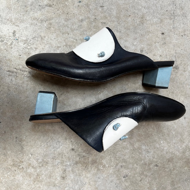ALPHA 60 / black and white mules / size 39 (3871810448328632759)