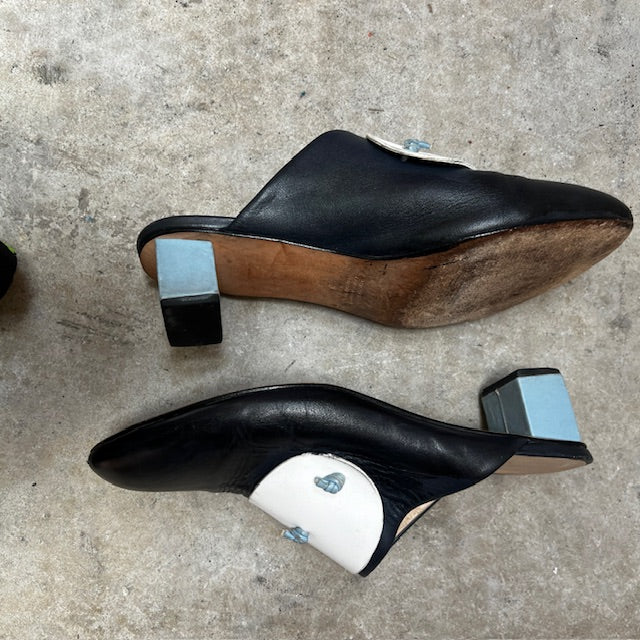ALPHA 60 / black and white mules / size 39 (3871810450175899263)
