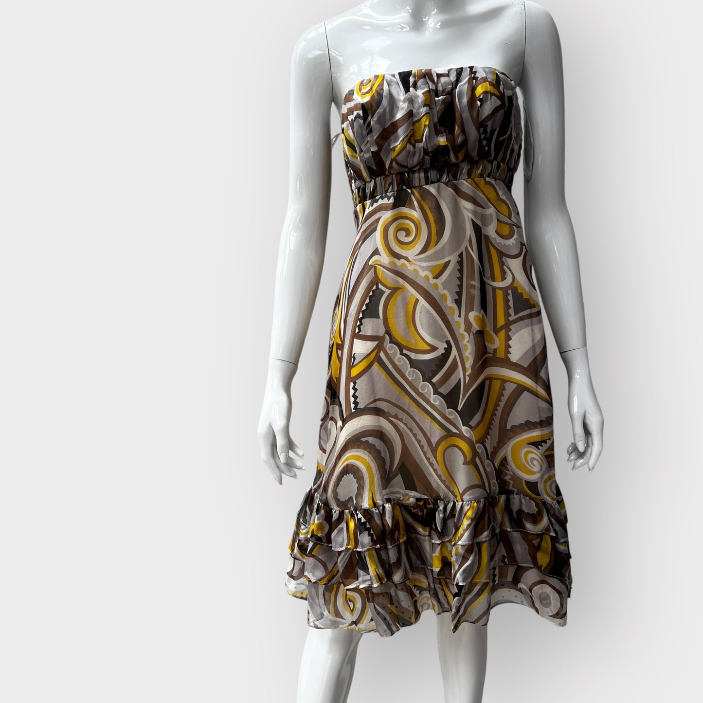 BETTY AND BEAU / strapless silk dress / 8 (3872149637281013759)