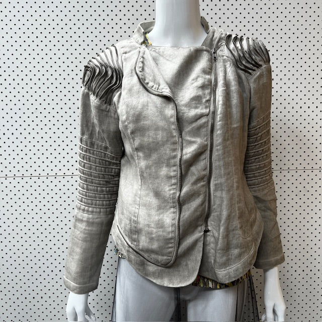 00s nz vintage / MARILYN SEYB / linen jacket / s (3872314188241185388)