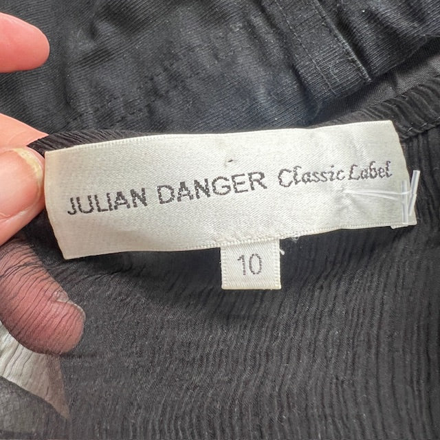 JULIAN DANGER / sheer black top in silk / 10 Tops & shirts