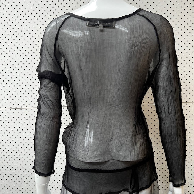 JULIAN DANGER / sheer black top in silk / 10 Tops & shirts