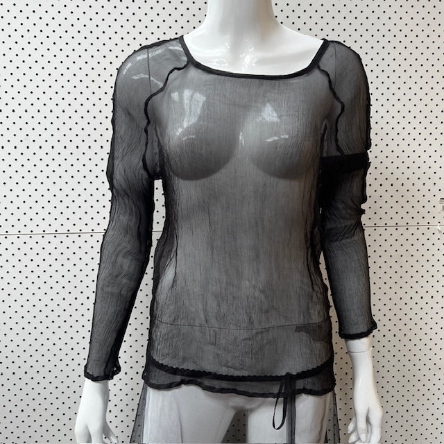 JULIAN DANGER / sheer black top in silk / 10 Tops & shirts