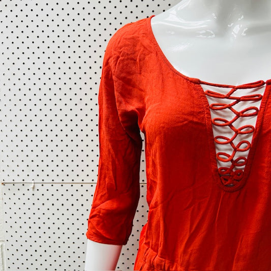 INGRID STARNES / red dress / made in nz / s (3872502150249216239)