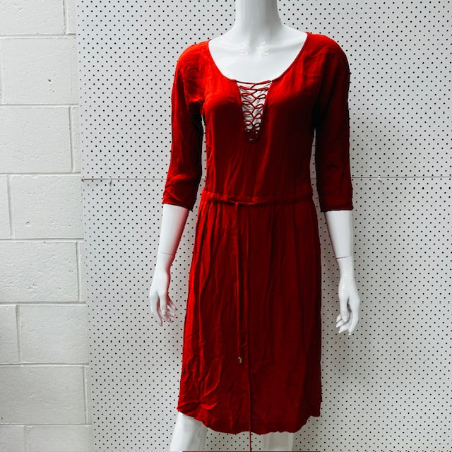 INGRID STARNES / red dress / made in nz / s (3872502151733259059)