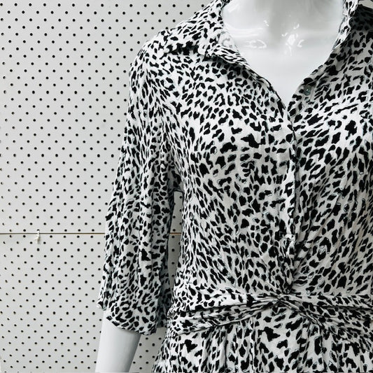 leopard print midi with collar and pockets / s (3872502193840506569)