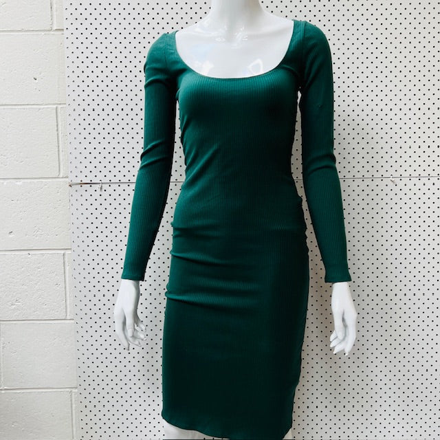 REFORMATION / lucio green body con dress / made in usa / s (3872502290922406341)