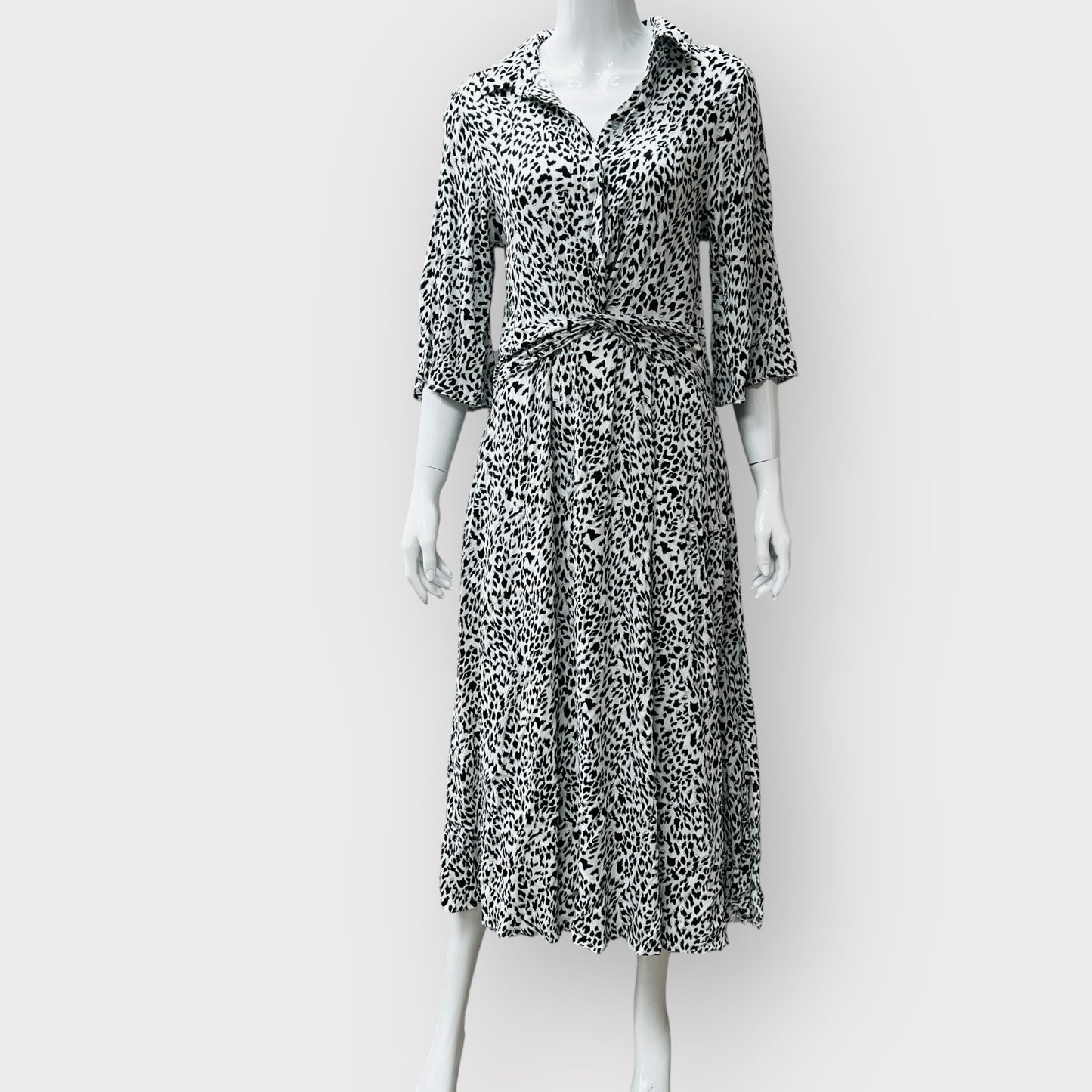 leopard print midi with collar and pockets / s (3872502406870425764)