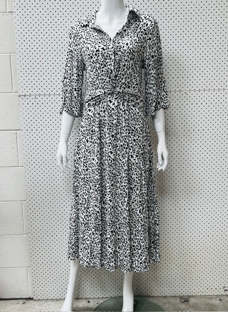 leopard print midi with collar and pockets / s (3872570716169392596)