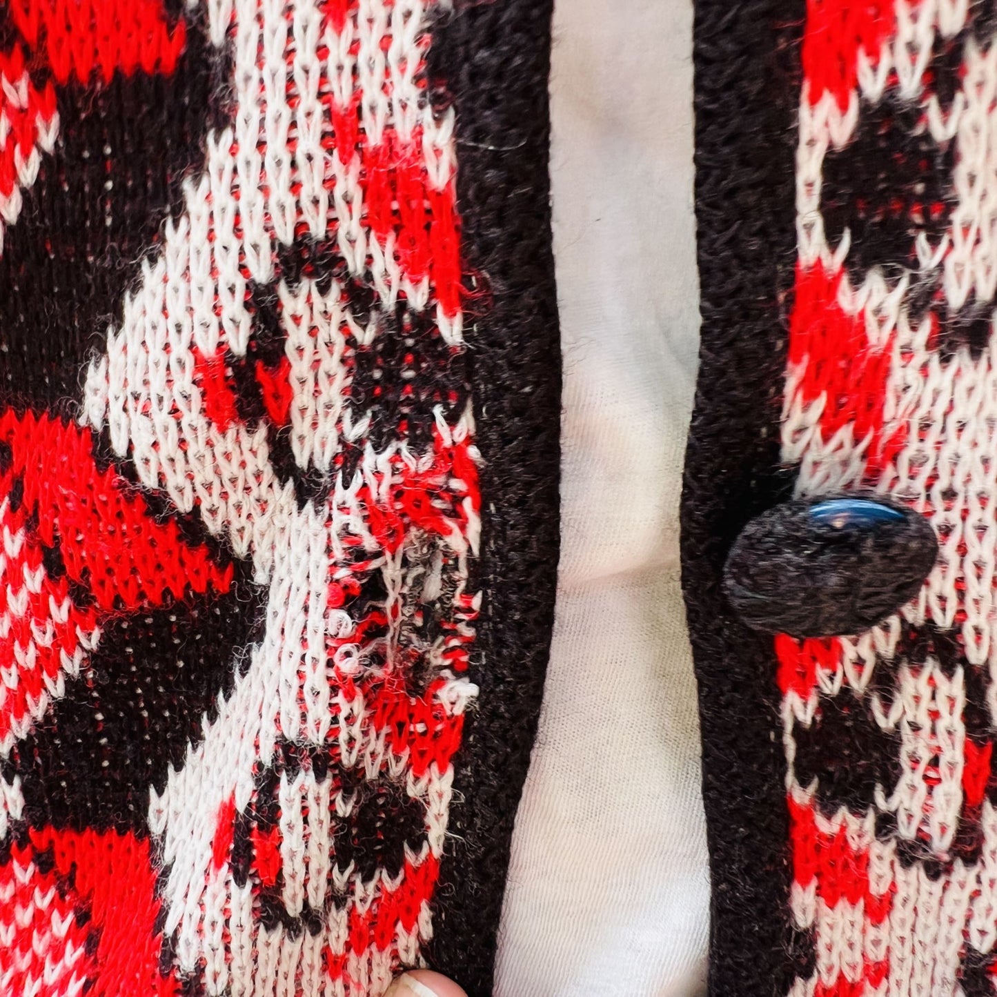 vintage cardigan / geometric acrylic / S (3872586890923467841)