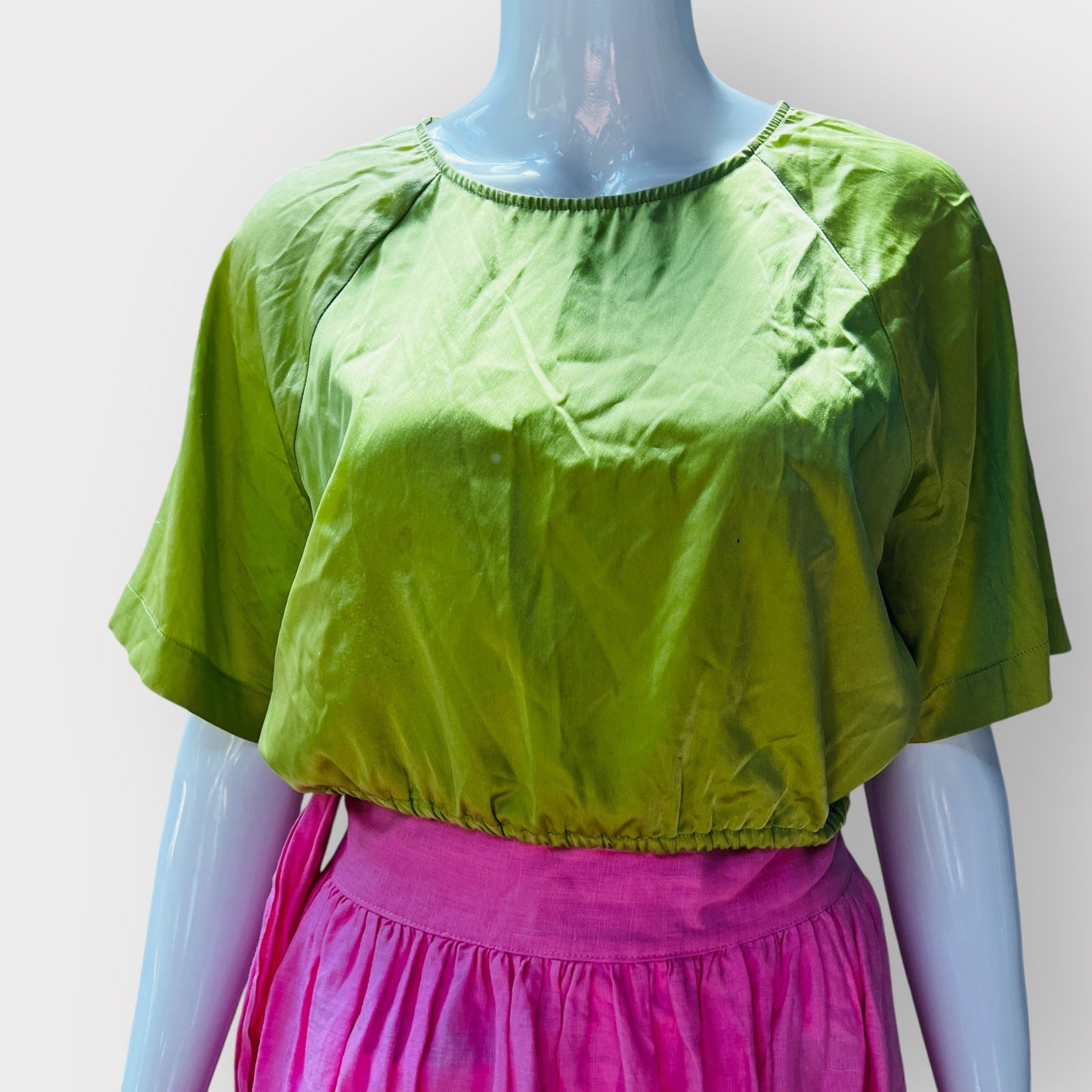 HANSEN & GRETEL / green silk open-back top / s (3873103722548459137)
