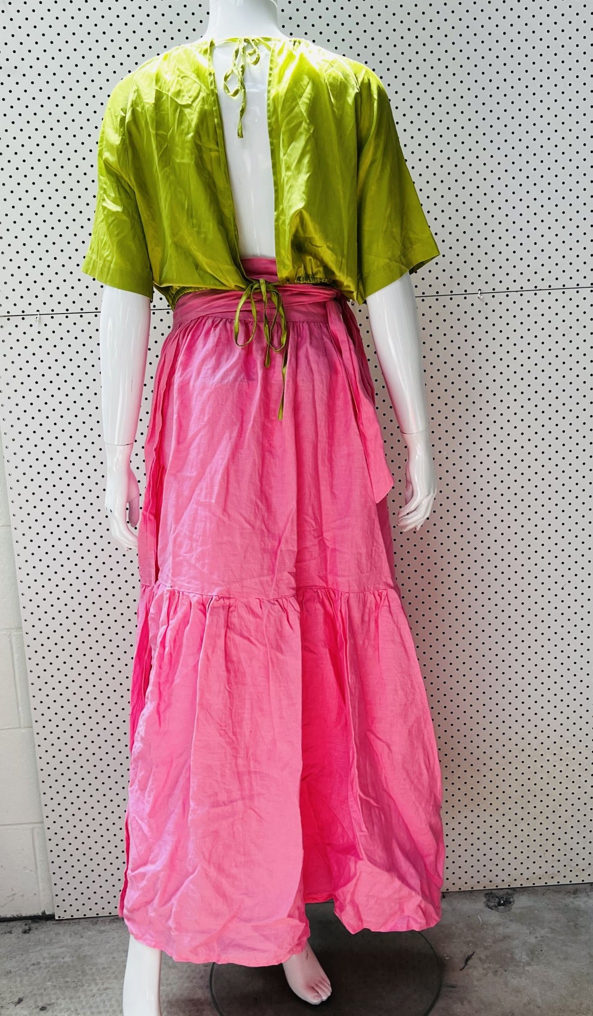 HANSEN & GRETEL / green silk open-back top / s (3873106126012379627)