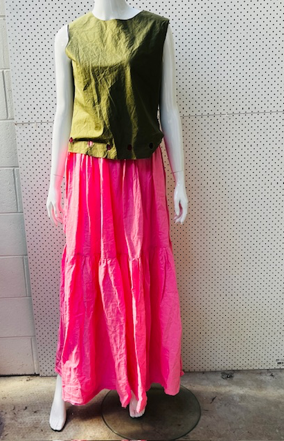 CAITLYN CRISP / still the one / pink linen skirt/dress/sarong / s (3873268616450823611)