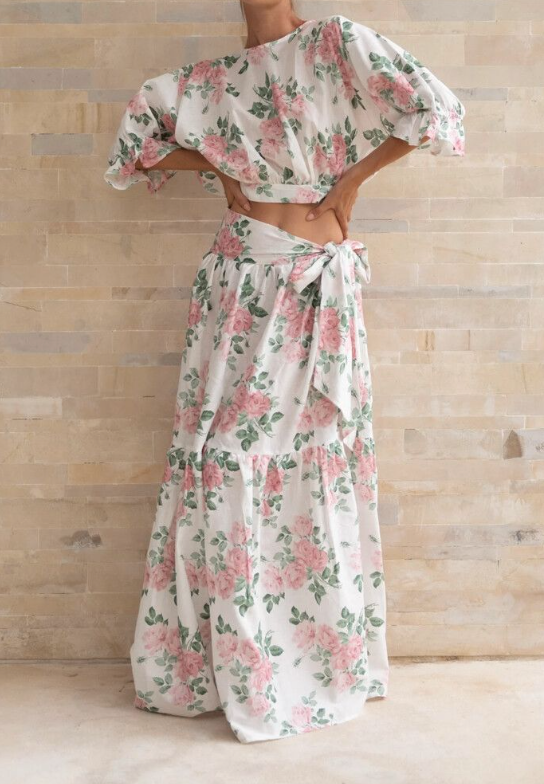 CAITLYN CRISP / still the one / pink linen skirt/dress/sarong / s Skirts