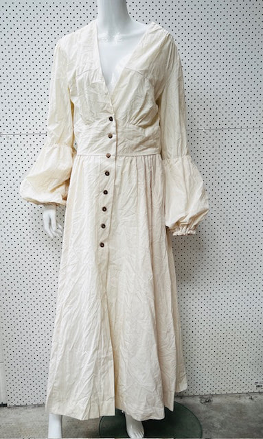 1980s nz vintage / buttonup parachute sleeve dress / s (3873434311949552337)