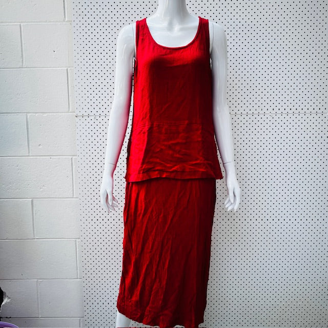 1990s nz vintage / CASSA / red dress / m (3873529565802940152)