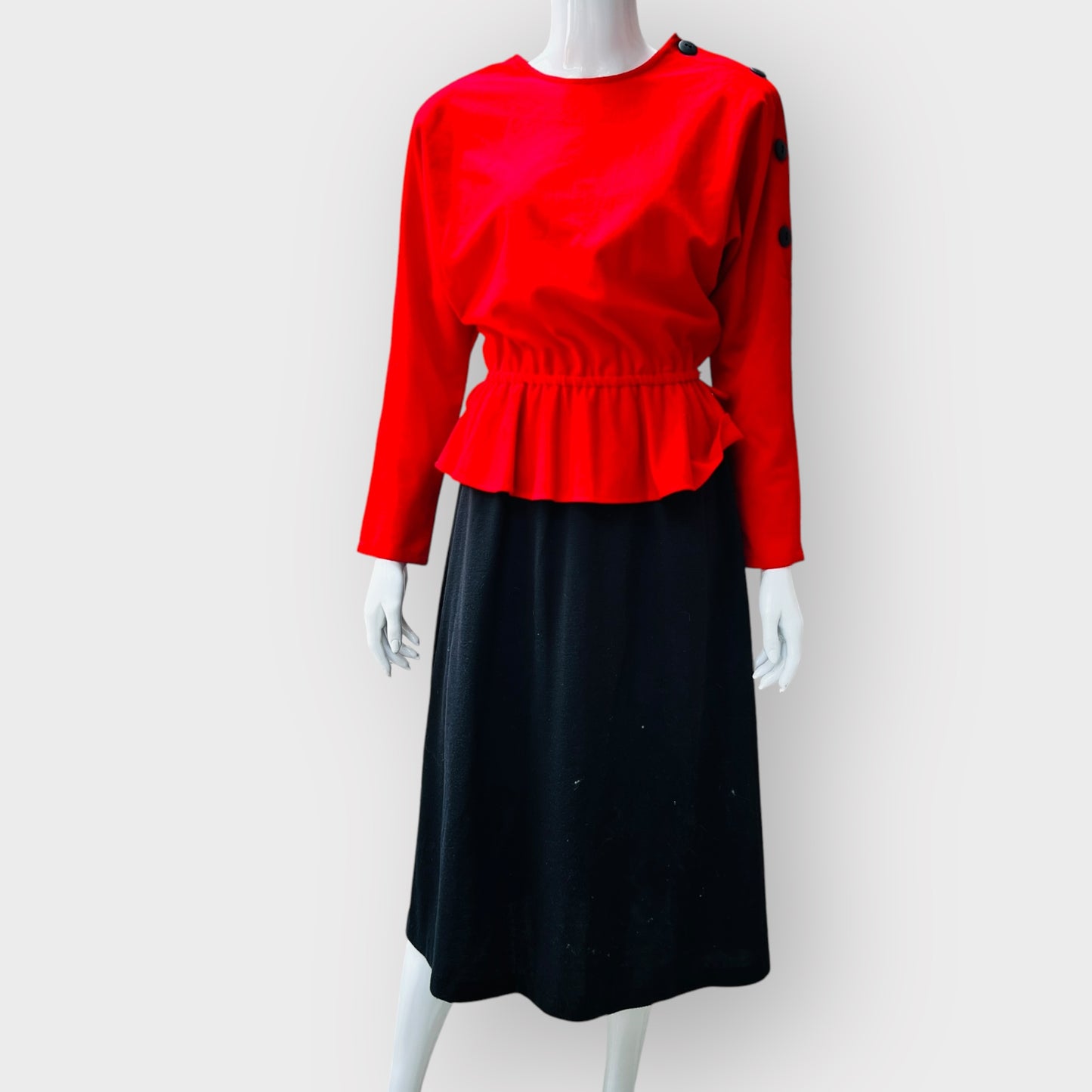 1980s nz vintage / HY ROSE / peplum dress / s (3873529773289633330)