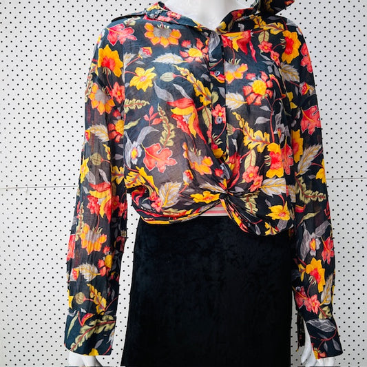 MAX / floral button down shirt / 12 (3873597796187068475)