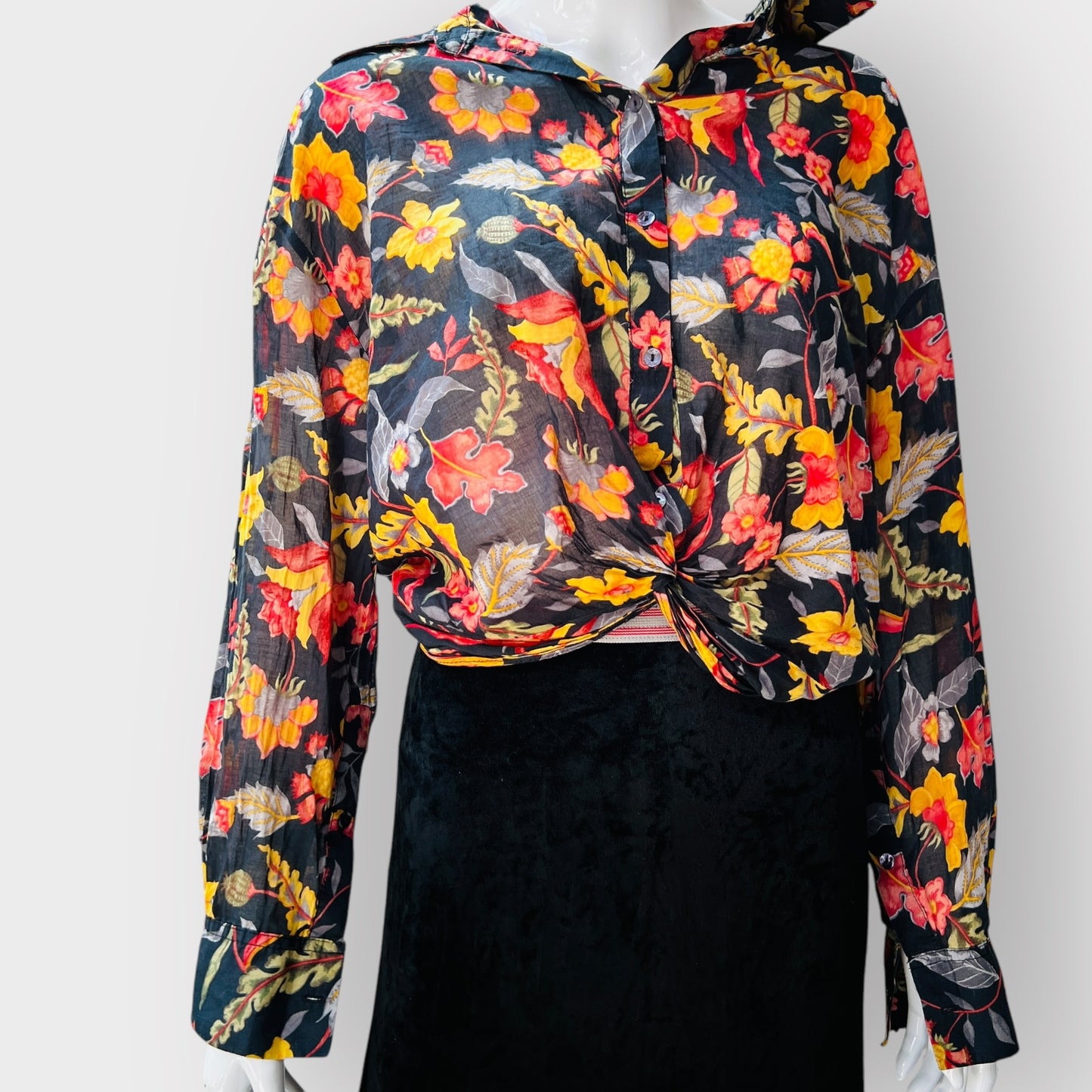 MAX / floral button down shirt / 12 (3873598150829327499)