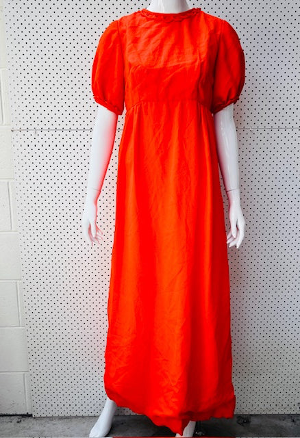 1970s nz vintage / orange bridesmaid dress / s (3874222106805204923)