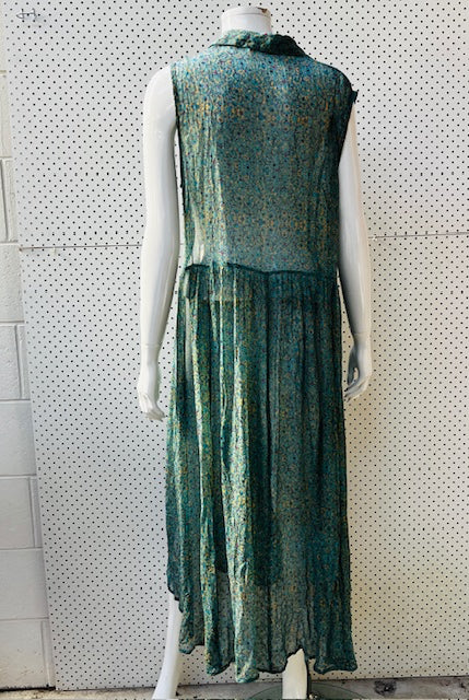 MAX / green floral maxi dress / m (3874320290897746322)