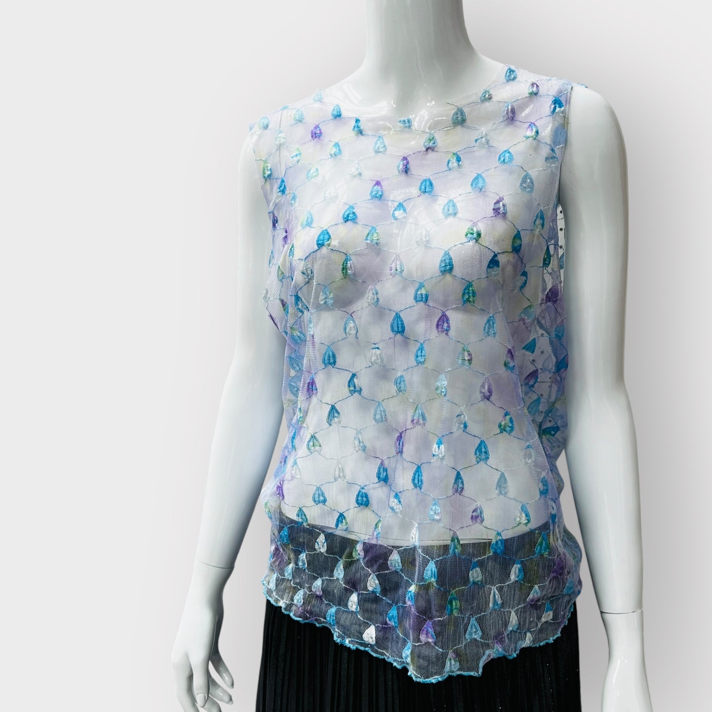 1990s nz vintage / sheer sleeveless tank / s/m (3874483237977671011)