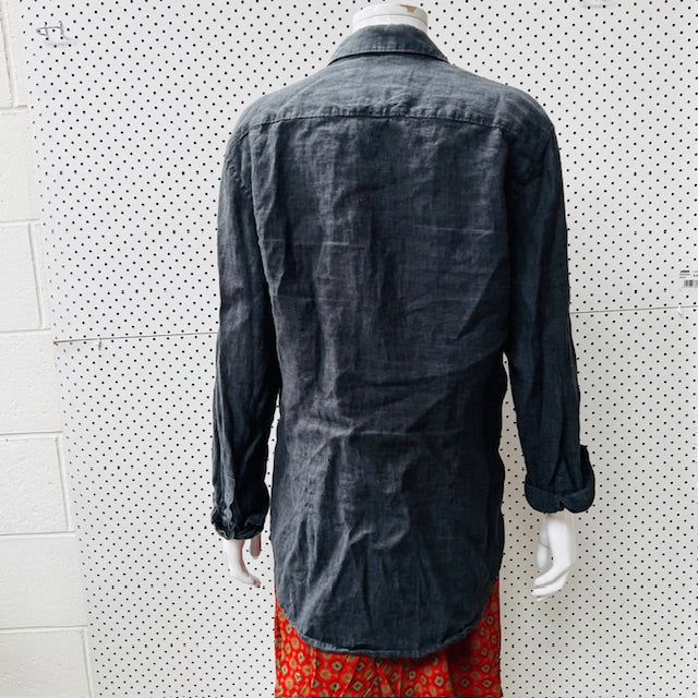 COUNTRY ROAD / linen button down shirt / s (3874819747000363334)