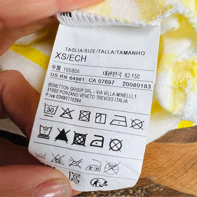 UNITED COLOUR OF BENETTON / yellow striped t shirt / s (3874819791238090296)