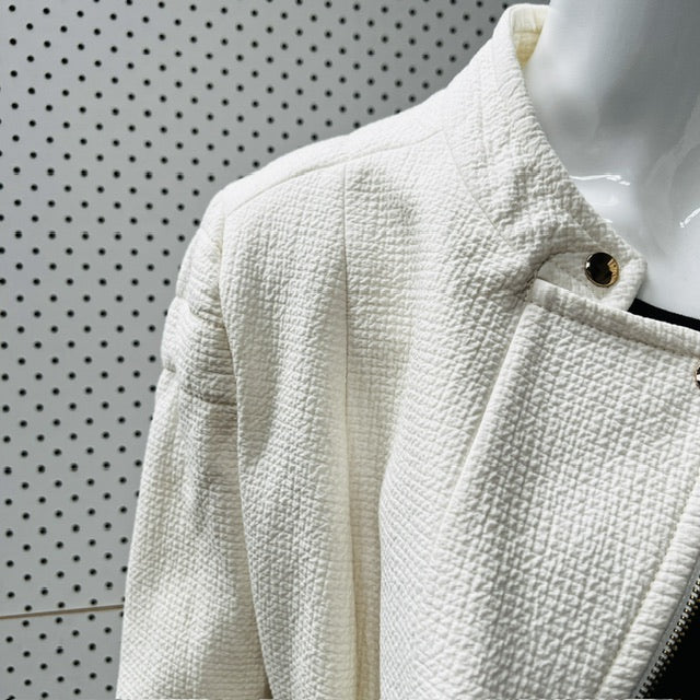 ZARA / white biker jacket / m (3875508197394656089)
